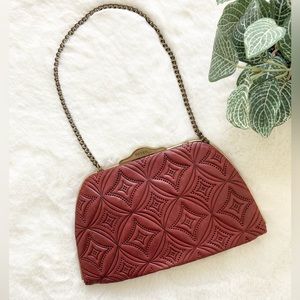 Fossil Embossed Leather Clutch